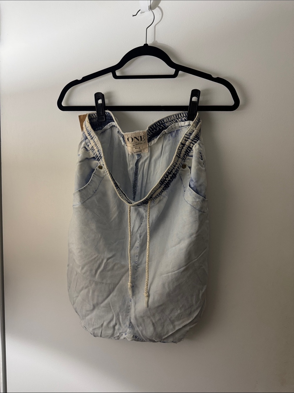 One Teaspoon Light Wash Denim Drawstring Skirt